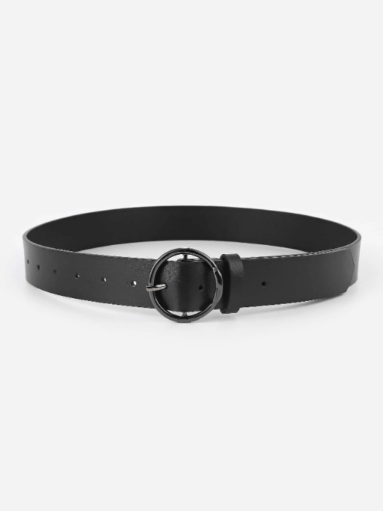 1pc Women Black Round Buckle Casual Belt For Daily Life - Lolli World Marketplace