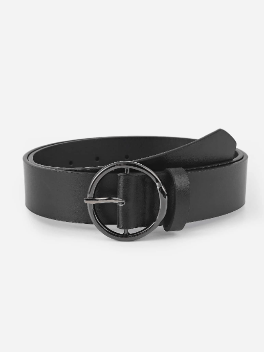 1pc Women Black Round Buckle Casual Belt For Daily Life - Lolli World Marketplace