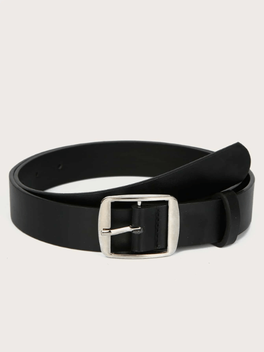 1pc Women Black Square Buckle Casual Belt For Daily Life - Lolli World Marketplace