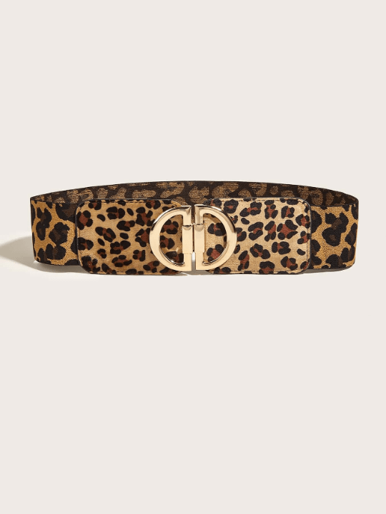 1pc Women Leopard Pattern Symmetrical Buckle Fashion Belt, For Dress Decoration - Lolli World Marketplace