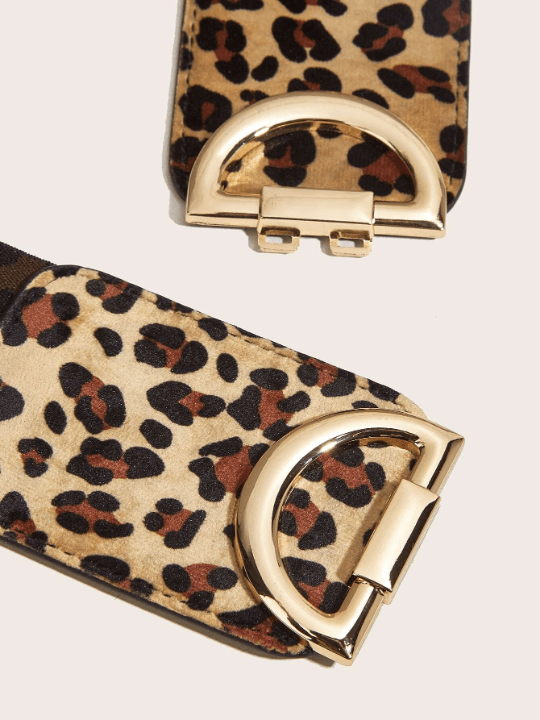 1pc Women Leopard Pattern Symmetrical Buckle Fashion Belt, For Dress Decoration - Lolli World Marketplace