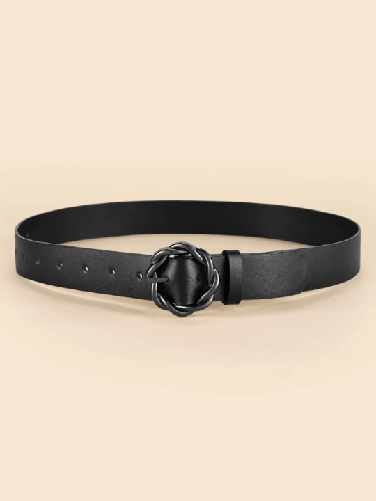 1pc Women Twist Detail Round Buckle Fashionable Belt For Daily Life - Lolli World Marketplace