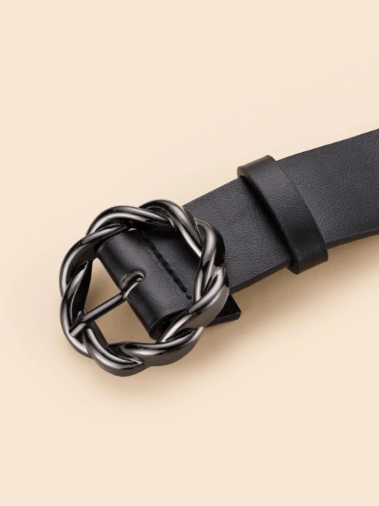 1pc Women Twist Detail Round Buckle Fashionable Belt For Daily Life - Lolli World Marketplace