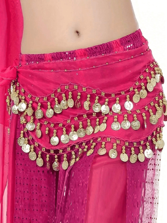 1pc Women's Belly Dance Waist Chain, Dance Costume, Festival Performance Scarf, Chiffon Waist Chain, Waist Belt, Waist Decoration, Waist Skirt Boho - Lolli World Marketplace