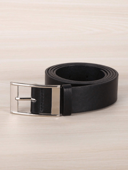 1pc Women's Black Rectangular Buckle Fashionable Plus - sized Belt, Suitable For Daily Use, With Lengthened Strap - Lolli World Marketplace