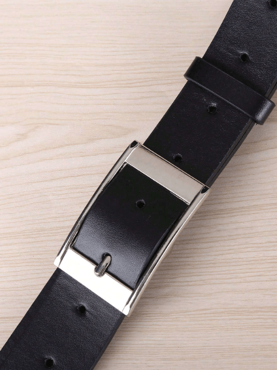 1pc Women's Black Rectangular Buckle Fashionable Plus - sized Belt, Suitable For Daily Use, With Lengthened Strap - Lolli World Marketplace