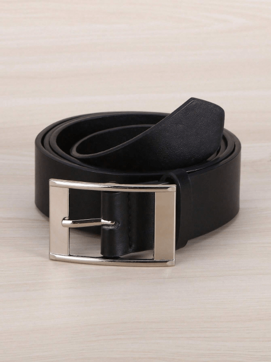 1pc Women's Black Rectangular Buckle Fashionable Plus - sized Belt, Suitable For Daily Use, With Lengthened Strap - Lolli World Marketplace