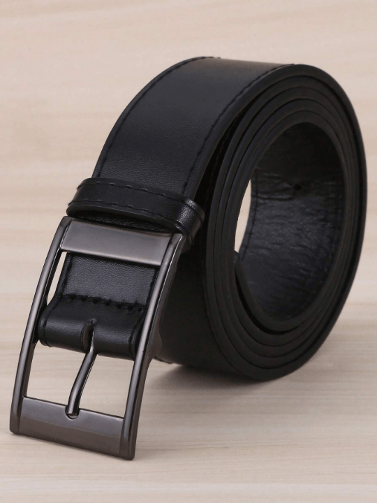 1pc Women's Black Rectangular Buckle Pu Leather Plus Size Belt For Daily Use, Extra Long - Lolli World Marketplace