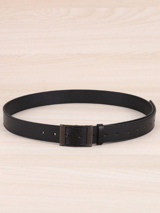1pc Women's Black Rectangular Buckle Pu Leather Plus Size Belt For Daily Use, Extra Long - Lolli World Marketplace
