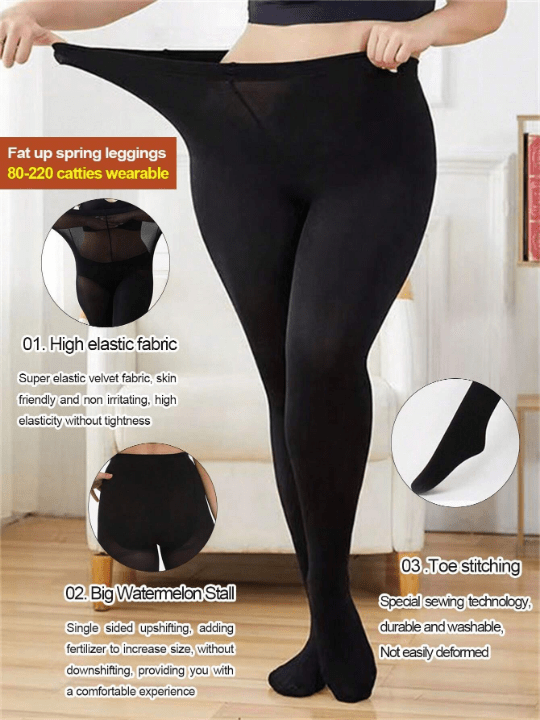 1pc Women's Black Tights (Non - Fleece Spring And Autumn Style) / Plus Size 120d Velvet Thick And Thin Tights With High Waist, Suitable For 80 - 250 Lbs, Comfortable To Wear - Lolli World Marketplace