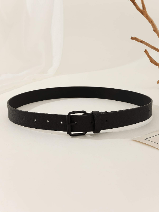 1pc Women's Black Utilitarian Dress Belt With Buckle, Fits For Daily Work And Casual Wear (Note: Belt Width 2.8cm) - Lolli World Marketplace