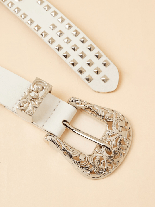 1pc Women's Cowboy Buckle Belt With Pu Decoration Western Style & Punk Fashion For Daily Wear Street - Lolli World Marketplace