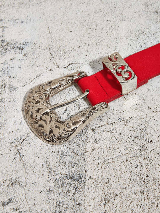 1pc Women's Cowboy Buckle Belt With Pu Decoration Western Style & Punk Fashion For Daily Wear Street - Lolli World Marketplace