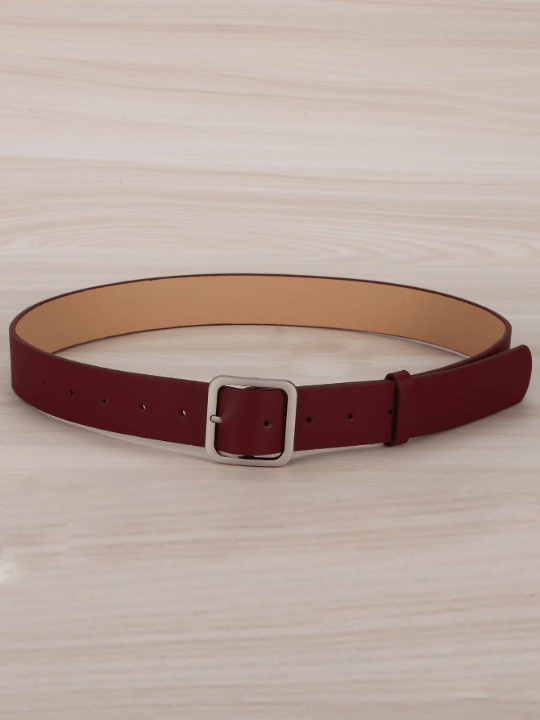 1pc Women's Deep Red Geometric Pattern Pu Wide Fashion Waist Belt Suitable For Daily Use Casual - Lolli World Marketplace