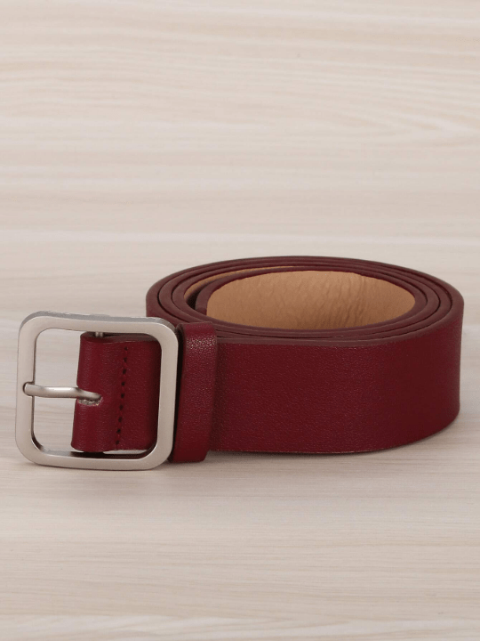 1pc Women's Deep Red Geometric Pattern Pu Wide Fashion Waist Belt Suitable For Daily Use Casual - Lolli World Marketplace