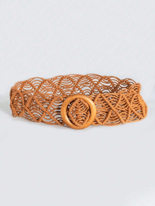 1pc Women's Handmade Waxed Rope Braided Vintage Style Simple Fashion Wide Belt - Lolli World Marketplace