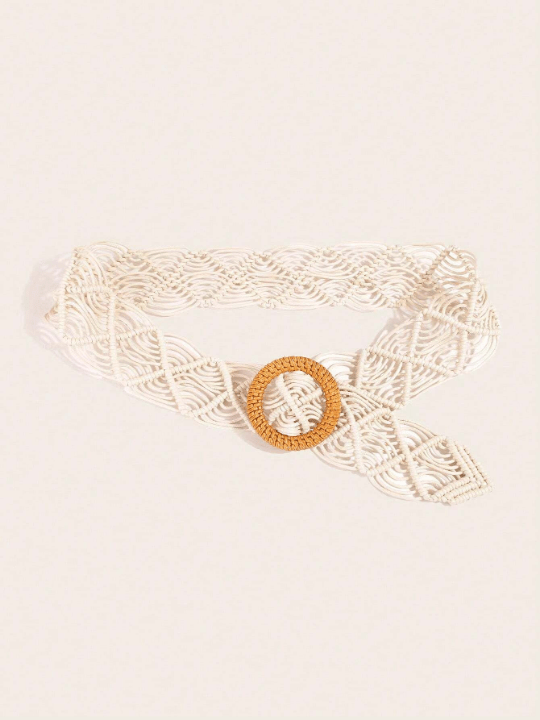 1pc Women's Handmade Waxed Rope Braided Vintage Style Simple Fashion Wide Belt - Lolli World Marketplace