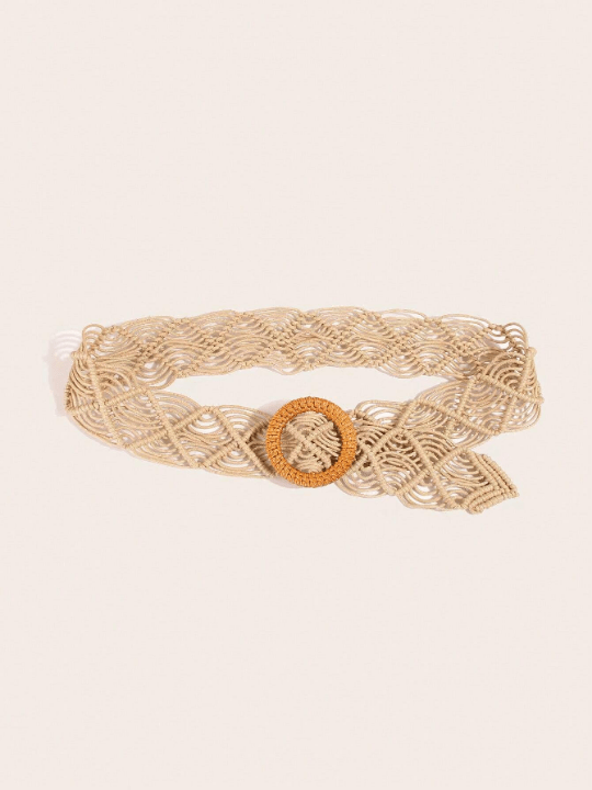 1pc Women's Handmade Waxed Rope Braided Vintage Style Simple Fashion Wide Belt - Lolli World Marketplace