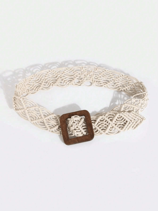 1pc Women's Handmade Waxed Rope Braided Vintage Style Simple Fashion Wide Belt - Lolli World Marketplace