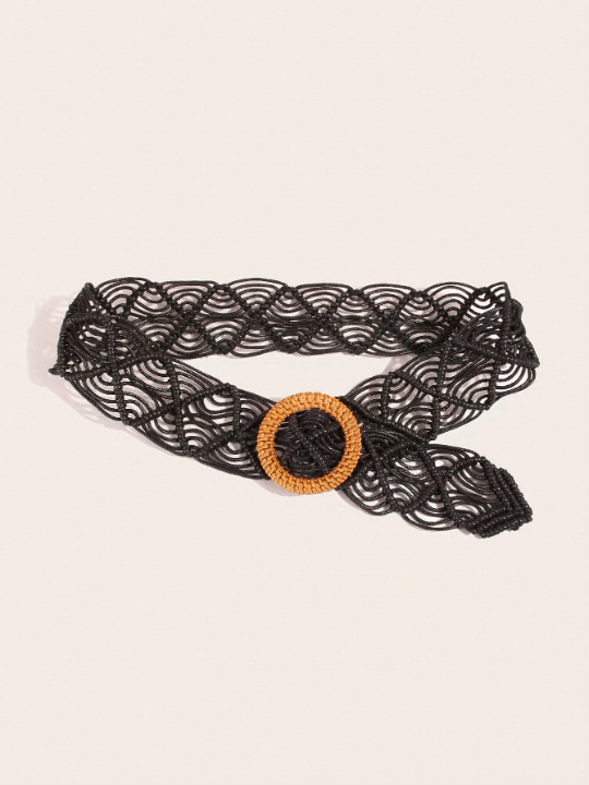 1pc Women's Handmade Waxed Rope Braided Vintage Style Simple Fashion Wide Belt - Lolli World Marketplace