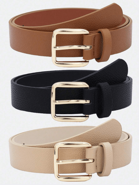 1pc Women's Multi - Color Pu Western Style Belt With Gold Buckle For Daily Use With Dress, Denim Pants, Etc. - Lolli World Marketplace