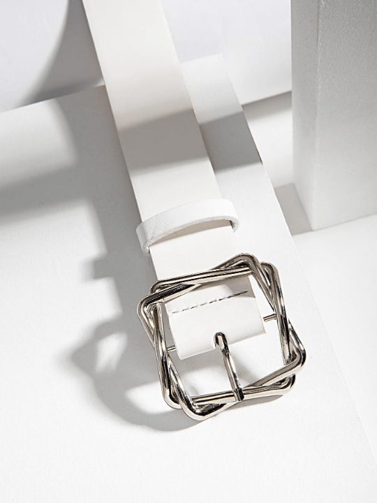 1pc Women's Overlap Style Square Buckle Pu Belt Suitable For Daily Wear - Lolli World Marketplace