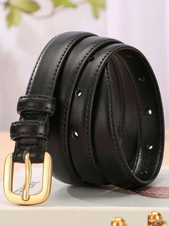 1pc Women's Plain Alloy Square Buckle Pu Belt, Fashionable Casual Ladies' Waistband Suitable For Outdoor Parties And Workplace - Lolli World Marketplace