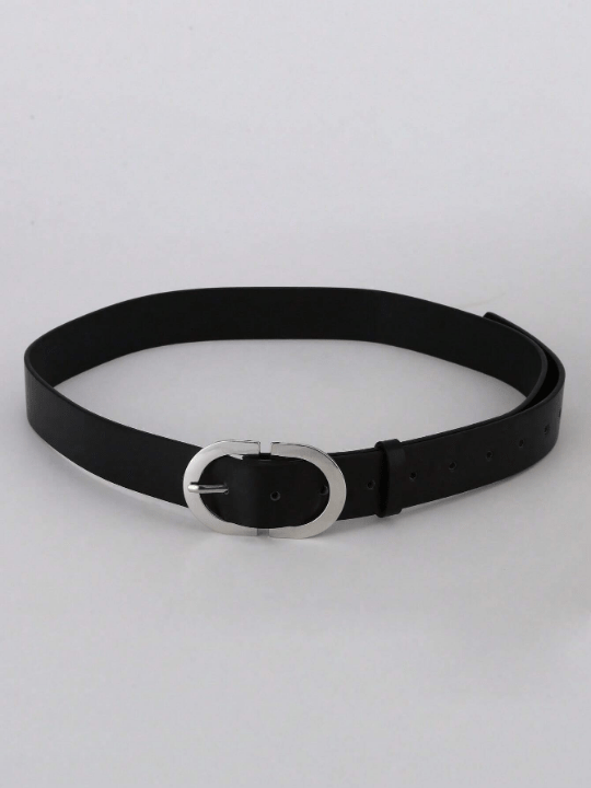 1pc Women's Plus Size Black Double D Letter Buckle Pu Fashion Belt, Girlfriend Gift - Lolli World Marketplace