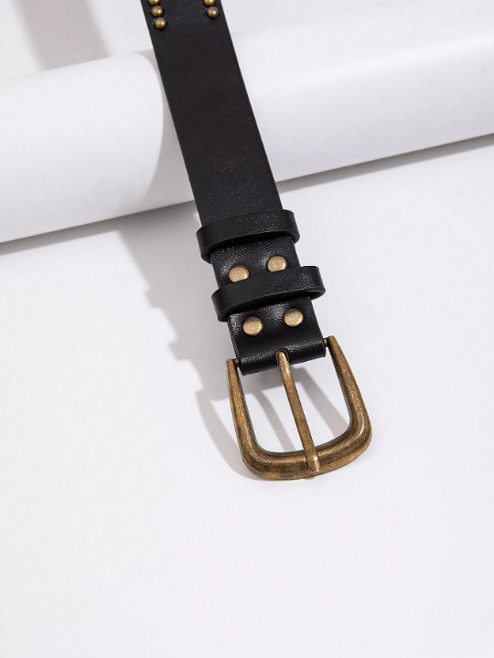 1pc Women's Punk Style Denim Belt With Studs, Beads And Pin Buckle Boho - Lolli World Marketplace