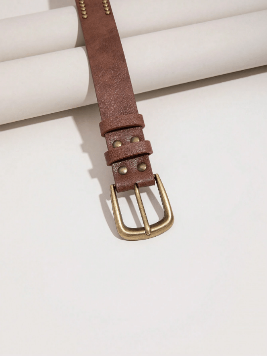 1pc Women's Punk Style Denim Studded Belt With Pin Buckle Boho - Lolli World Marketplace