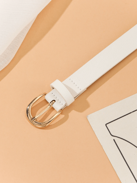 1pc Women's Simple And Versatile Fashion Belt With Square Metal Buckle, Suitable For Daily Outfit With Dresses, Jeans Or Trousers - Lolli World Marketplace