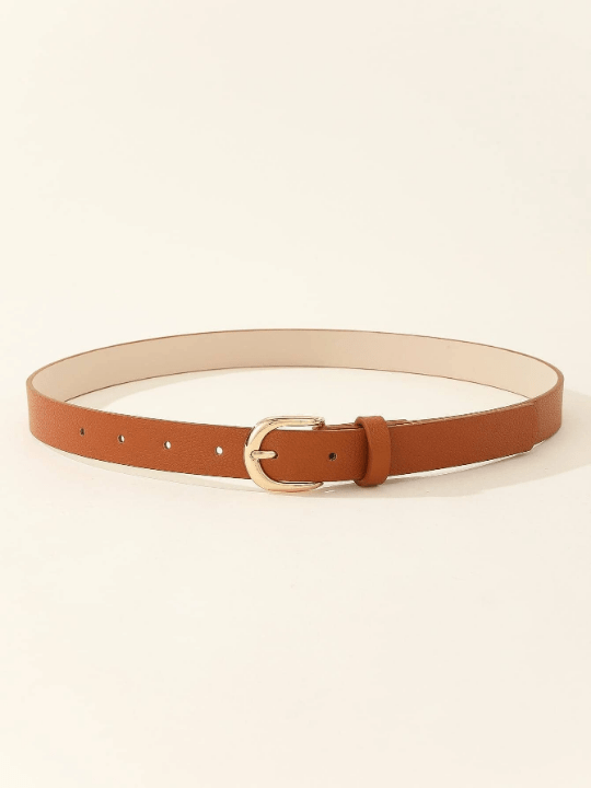 1pc Women's Simple And Versatile Metal Square Buckle Belt, Suitable For Daily Wear With Dresses, Jeans, And Suit Pants - Lolli World Marketplace