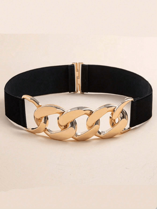 1pc Women's Simple Metal Chain Buckle Elastic Waist Belt For Dresses, Trousers, Casual Wear - Lolli World Marketplace