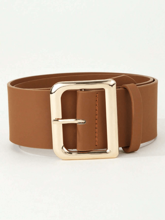1pc Women's Simple Pu Decorated Wide Belt With Classic Buckle, Perfect Match For Dresses Or Coats In Daily Life - Lolli World Marketplace