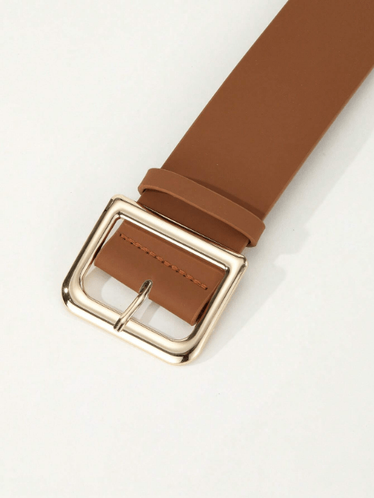 1pc Women's Simple Pu Decorated Wide Belt With Classic Buckle, Perfect Match For Dresses Or Coats In Daily Life - Lolli World Marketplace