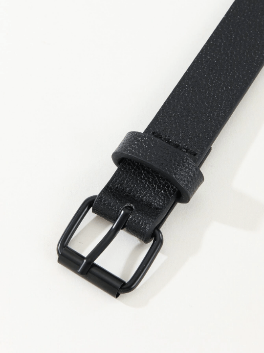 1pc Women's Simple & Versatile Dress & Jeans Accessory Square Buckle Black Belt, Dark Style, Suitable For Daily Outfit - Lolli World Marketplace