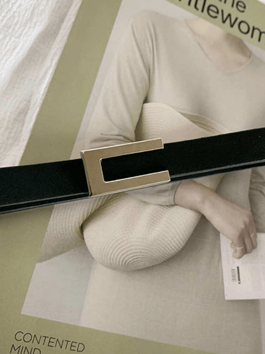 1pc Women's Simple & Versatile Pu Skinny Belt With Buckle, For Suit Dress & Waist Decoration - Lolli World Marketplace