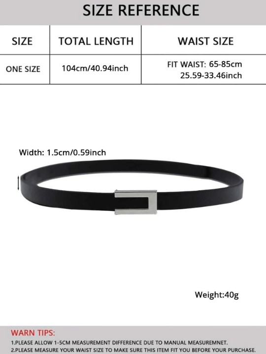 1pc Women's Simple & Versatile Pu Skinny Belt With Buckle, For Suit Dress & Waist Decoration - Lolli World Marketplace