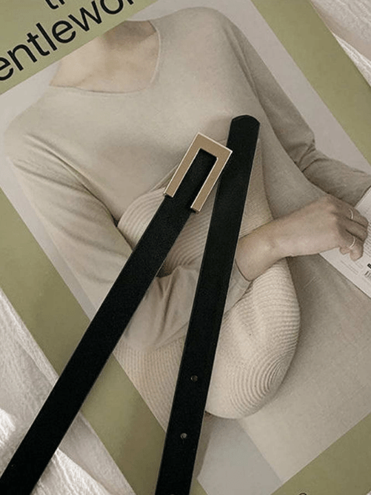 1pc Women's Simple & Versatile Pu Skinny Belt With Buckle, For Suit Dress & Waist Decoration - Lolli World Marketplace