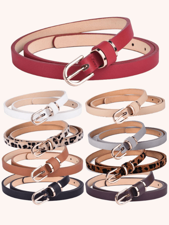 1pc Women's Slim Solid Color Leather Belt, Plus Size, Perfect For Everyday Outfits - Lolli World Marketplace