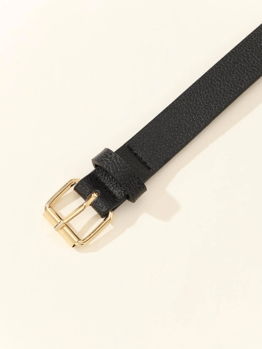 1pc Women's Square Buckle Simple All - Match Dress/Jeans Decoration Black Belt Suitable For Daily Office Wear - Lolli World Marketplace