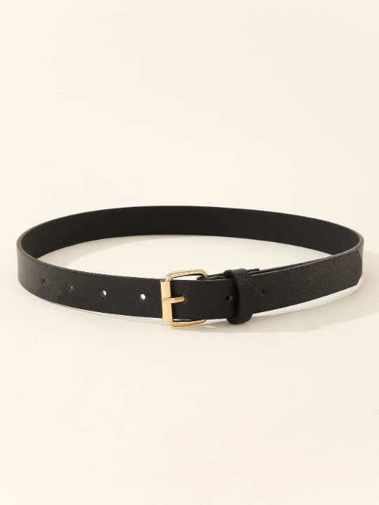 1pc Women's Square Buckle Simple All - Match Dress/Jeans Decoration Black Belt Suitable For Daily Office Wear - Lolli World Marketplace