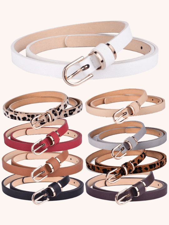 1pc Women's Tight - fitting Solid Color Leather Thin Waist Belt, Fashionable Plus Size Ladies Belt Ideal For Daily Decoration Matching - Lolli World Marketplace