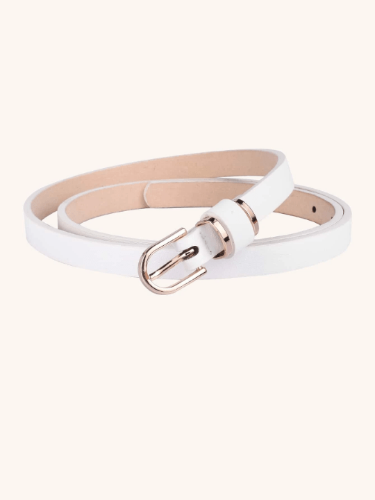 1pc Women's Tight - fitting Solid Color Leather Thin Waist Belt, Fashionable Plus Size Ladies Belt Ideal For Daily Decoration Matching - Lolli World Marketplace