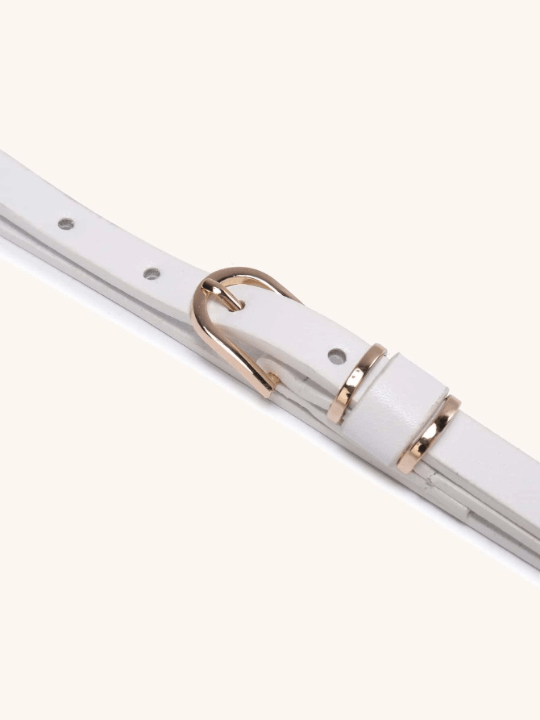 1pc Women's Tight - fitting Solid Color Leather Thin Waist Belt, Fashionable Plus Size Ladies Belt Ideal For Daily Decoration Matching - Lolli World Marketplace