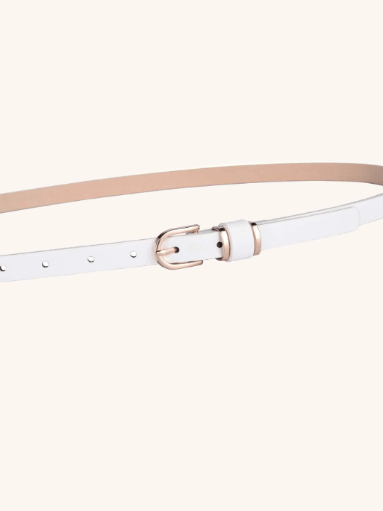 1pc Women's Tight - fitting Solid Color Leather Thin Waist Belt, Fashionable Plus Size Ladies Belt Ideal For Daily Decoration Matching - Lolli World Marketplace
