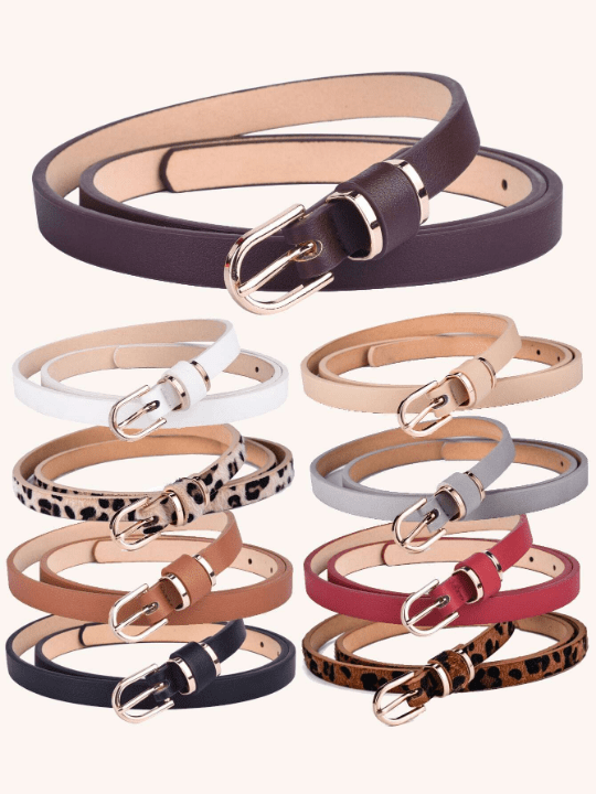 1pc Women's Tight Solid Color Leather Skinny Belt, Suitable For Everyday Decoration Matching - Lolli World Marketplace