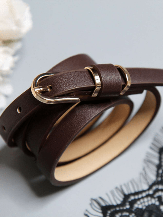 1pc Women's Tight Solid Color Leather Skinny Belt, Suitable For Everyday Decoration Matching - Lolli World Marketplace