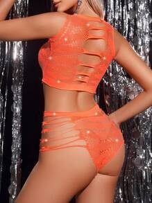 2 - Pieces Set Women's Sexy Orange Party Wear
