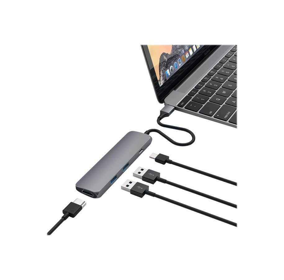 Satechi 超薄 USB-C 多端口适配器，带 4K HDMI - 深空灰色